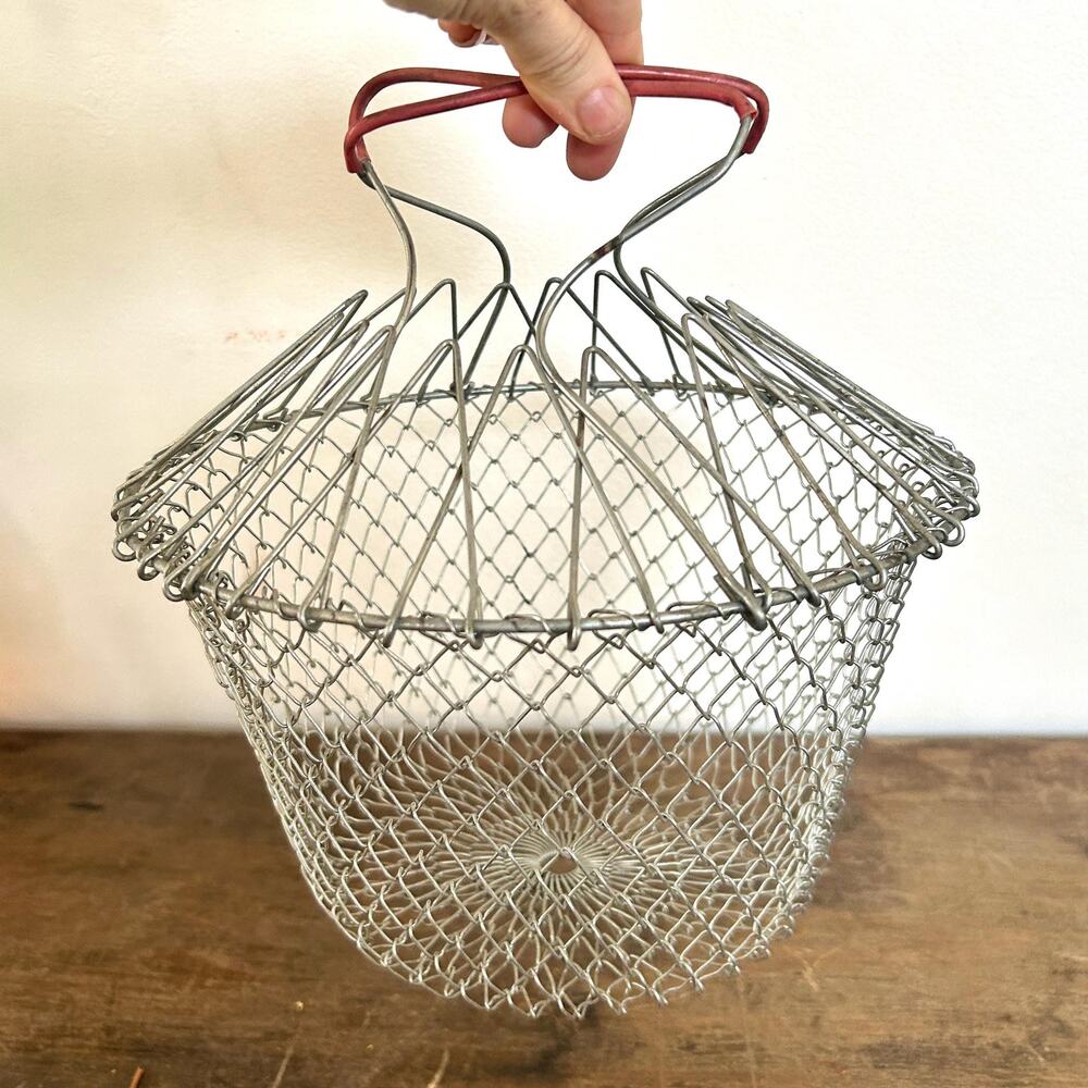 Vintage Wire Hanging Egg Basket | Cottagecore Farmhouse Storage Decor | Kitchen